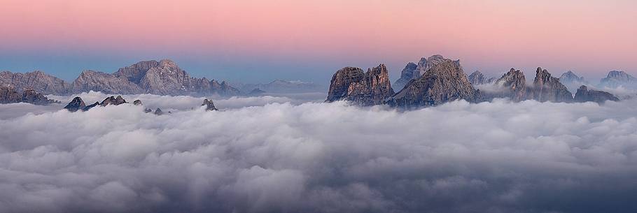 Dolomiti Bellunesi at sunrise from Libri di San Daniele or St Daniel's books