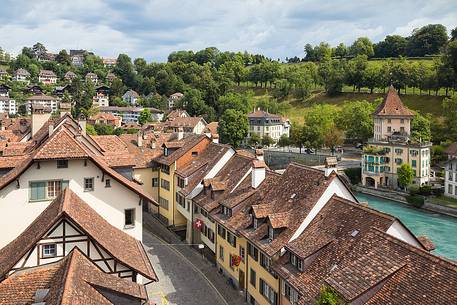 Aare River and old town of Bern, Switzerland, Europe
