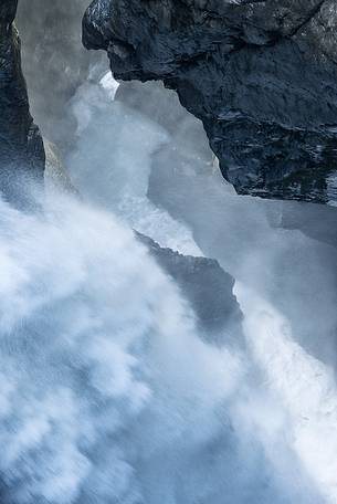 Trummelbach underground waterfalls formed by melting waters of Jungfrau glacier, Lauterbrunnen valley, Switzerland, Europe