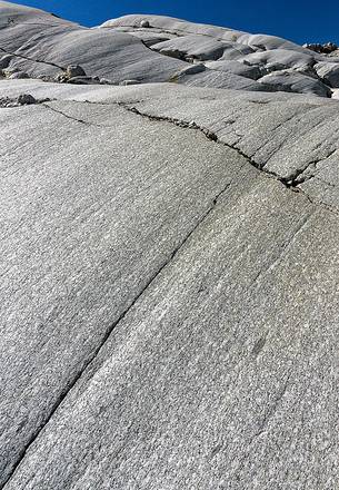 Detail of a rock polished by the Rhone glacier power, Furka pass, Valais, Switzerland, Europe