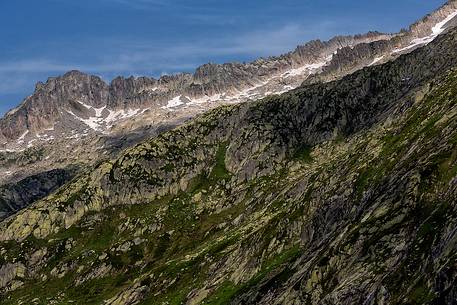 Mountains range above Grimsel pass, Bernese Alps, Switzerland, Europe