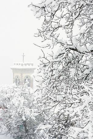 Alpine Town of Erto under an intense snowfall