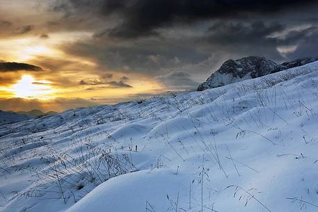 Mount Bivera and the beautiful winter landscape that you meet along the road from Sauris to Casera Razzo.