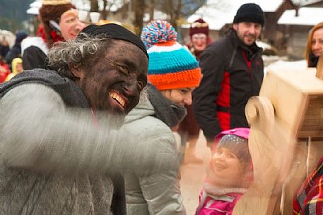 Some moments of Sauris Carnival with one the most important masks: the Rlar. Sauris di Sotto.