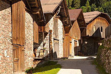 Old barns in Dosoledo, Comelico Superiore, dolomiti, Italy