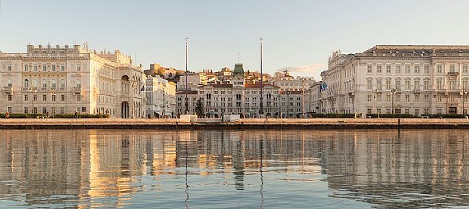 Piazza Unità d'Italia, view from the sea of Trieste, Italy