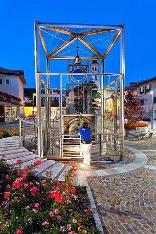 Square of Fondo Village, Val di Non, Trentino, Italy