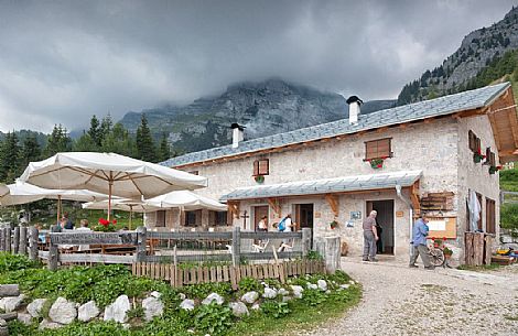Tuena hut in Brenta's dolomites, Val di Non, Trentino, Italy Tuena hut in Brenta's dolomites, Val di Non, Trentino, Italy