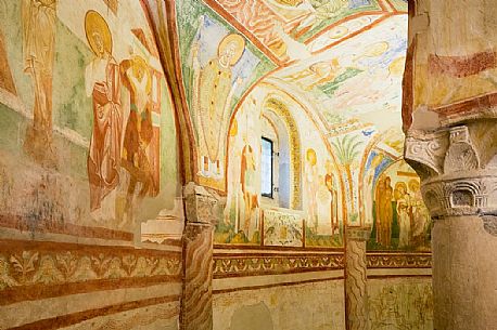 The crypt and the magnificent frescoes of the Basilica of Aquileia, Italy