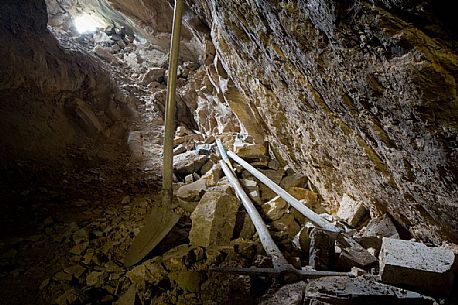 Inside the fossil bed of Pesciara in Bolca, Lessini mountain, Italy