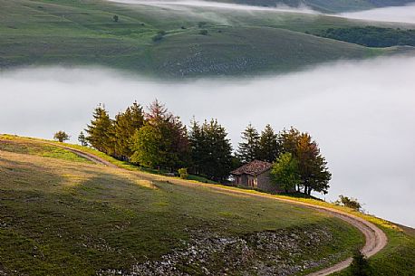 Typical landscape near Castelluccio di Norcia, Umbria, Italy
