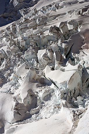 Detail of Aletsch glacier, the largest in Europe, from Jungfraujoch, the highest railway station in the Alps, Bernese Oberland, Switzerland, Europe
