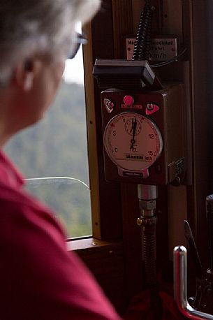 Inside the cabin of Cogwheel Railway going up Pilatus Mountain, Border Area between the Cantons of Lucerne, Nidwalden and Obwalden, Switzerland, Europe