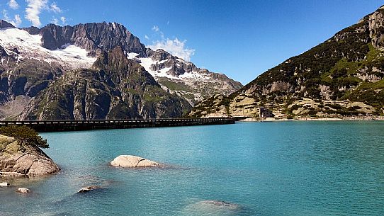 Lake Gelmer, Gelmersee, a hydroelectric reservoir, Canton of Berne, Switzerland, Europe