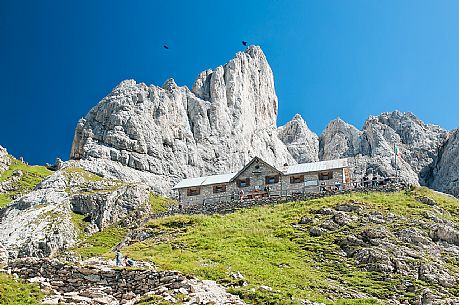 Calvi mountain hut in Sesis valley, Sappada, dolomites, Friuli Venezia Giulia, Italy, Europe