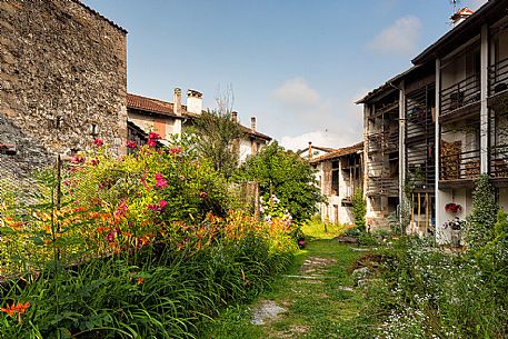 Traditional architecture in the small village of Andreis, Friuli Venezia Giulia, dolomites, Italy, Europe
