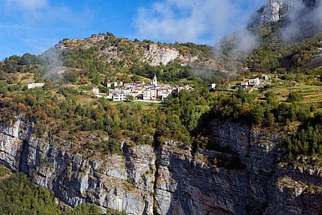 The small village of Casso in the Dolomiti Friulane natural park, dolomites, Friuli Venezia Giulia, Italy, Europe
