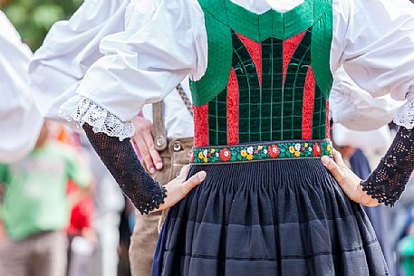 Detail of traditional dress of Badia valley, dolomites, South Tyrol, Italy, Europe