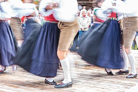 Dancers during the traditional village festival, Badia valley, dolomites, South Tyrol, Italy, Europe

