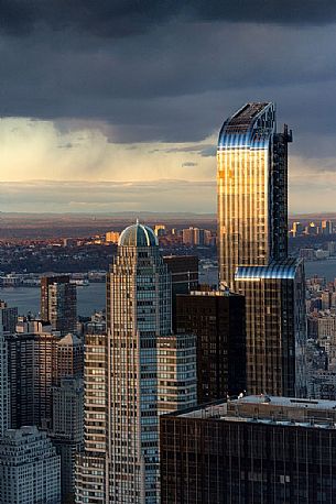 View of the city from the Top of the Rock observation deck at Rockfeller Center, Manhattan, New York City, USA