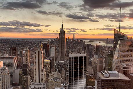 Cityscape with the Empire State Building, view from the Top of the Rock observation deck at Rockfeller Center, Manhattan, New York City, USA