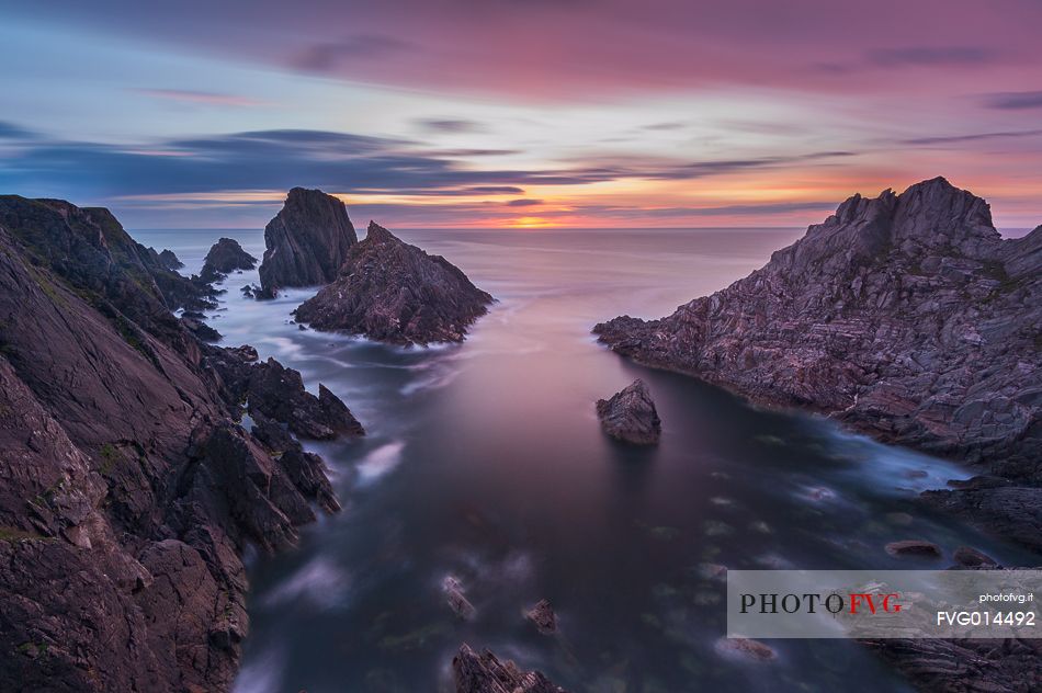 Beautiful sunset at Malin head, the northernmost point in Ireland
