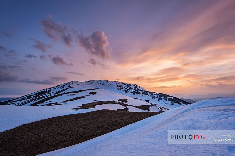 Winter sunset near San Franco Mount, in the Gran Sasso and Laga Mountains National Park