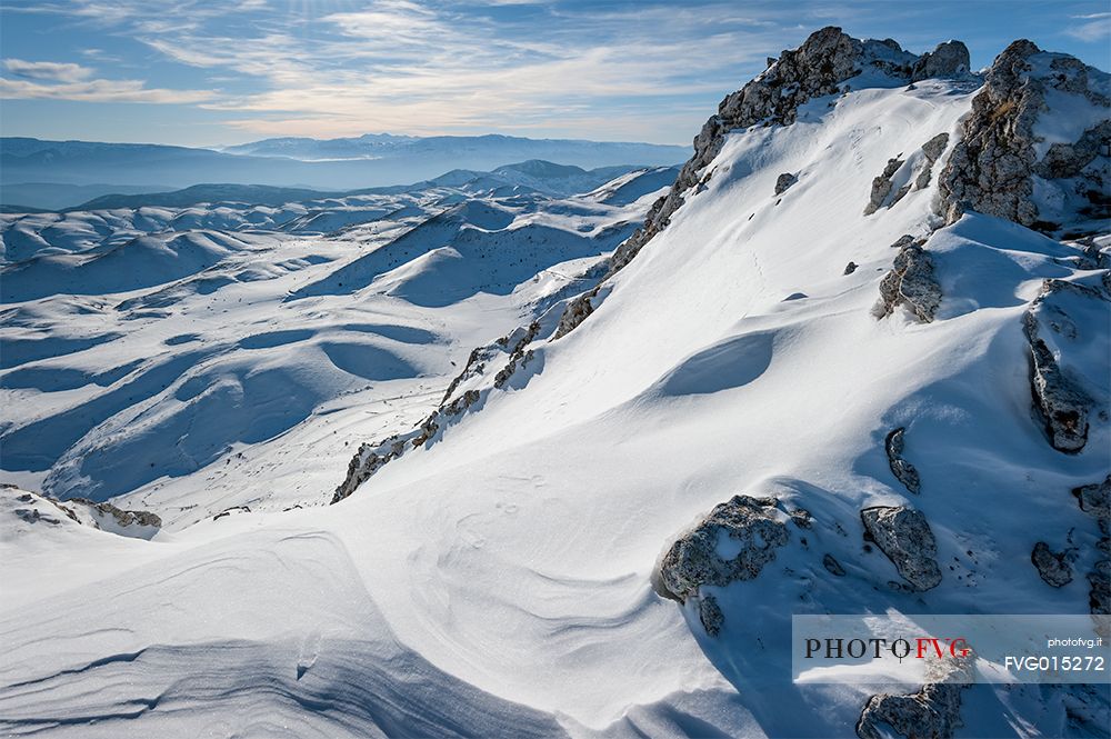 View from the Mount Bolza's ridge, in Campo Imperatore