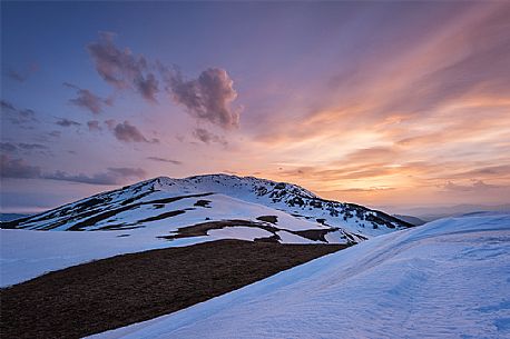 Winter sunset near San Franco Mount, in the Gran Sasso and Laga Mountains National Park