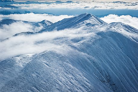 View from Mount Gorzano's peak, the highest peak in the Laga Mountains