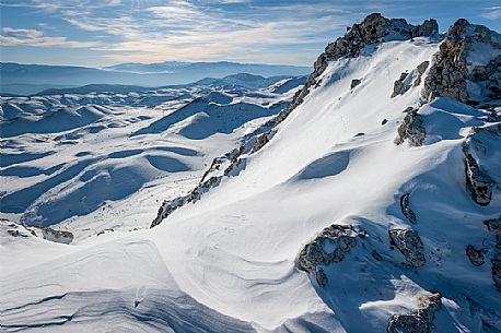 View from the Mount Bolza's ridge, in Campo Imperatore