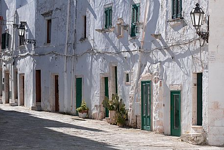 Traditional alley in Ostuni town, also known as the White City, Murgia, Puglia, Italy, Europe