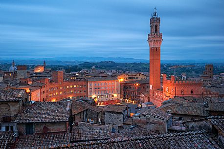 Piazza del Campo square is the main square of the city of Siena, Tuscany, Italy, Europe