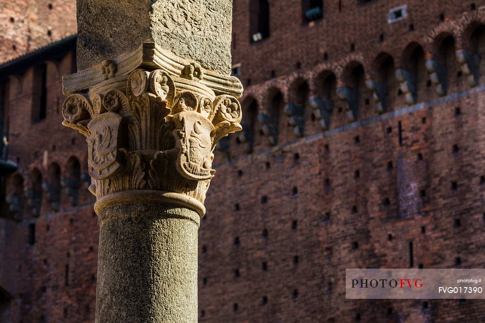 Milan's Sforza castle:detail of a column