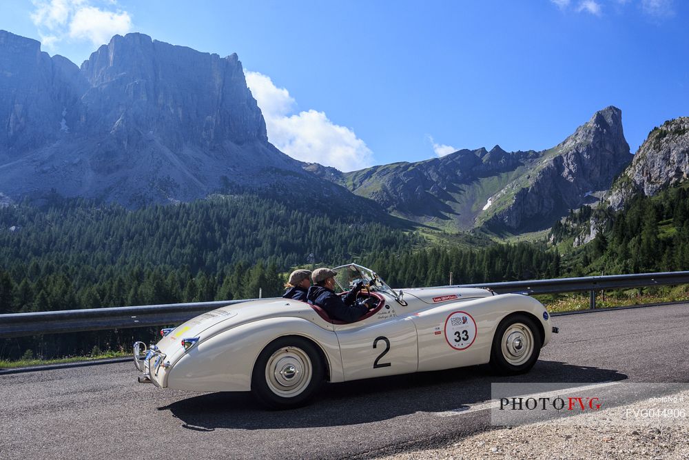 Golden Cup of the Dolomites: classic cars at Passo Giau, Cortina d'Ampezzo, Dolomites, Italy, Europe