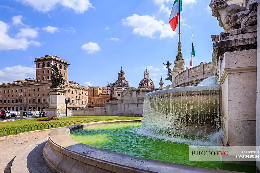 Rome: piazza Venezia, detail of one of the Vittoriale fountains