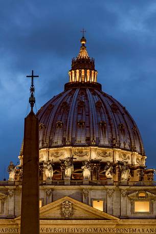 Rome: San Peter's dome at blu hour 