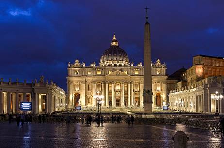 San Peter's Basilica (Rome) at blu hour 