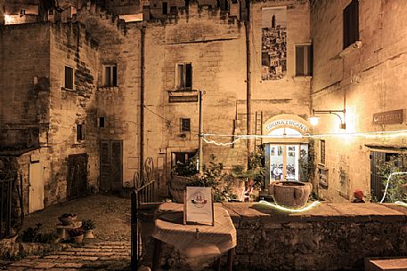 Typical restaurant in Matera, Sasso Barisano, Basilicata, Italy