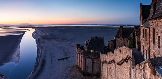 Sunrise at Mont Saint Michel, Normandy, France. Europe