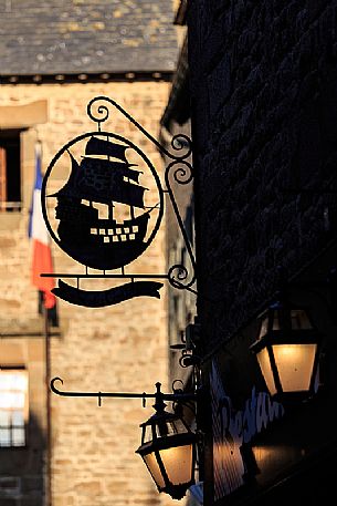 Detail of the village of Mont Saint Michel, Normandy, France, Europe