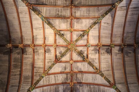Ceiling of the church of Saint Germano in Pleyben, Finistère, Brittany, France, Europe