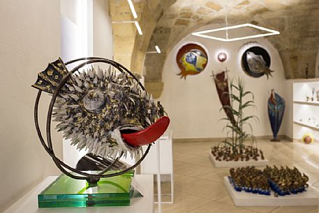 One of the art exhibitions in the historic center of Lecce city, Salento, Apulia, Italy, Europe