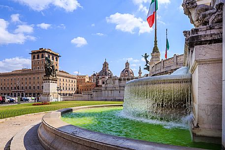 Rome: piazza Venezia, detail of one of the Vittoriale fountains