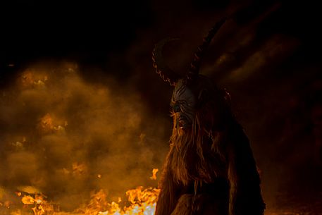 Krampus are horned, antropomorphic folklore figures companions of Saint Nicholas. You can meet them on the 5th or 6th December in regions including Austria, Bavaria, Croatia, Hungary, Slovenia and Northern Italy. This photo was taken in Tarvisio, Friuli Venezia Giulia, Italy