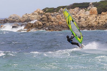 Porto Pollo, a dream destination for windsurfing, expecially in windy days during summer, Sardinia, Italy