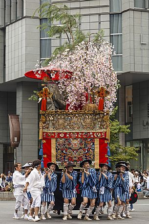 Gion Matsuri is the Japan's most famous festival during the entire month of July,  in which locals and visitors gather to promenade in colorful yucata robes, Kyoto, Japan 