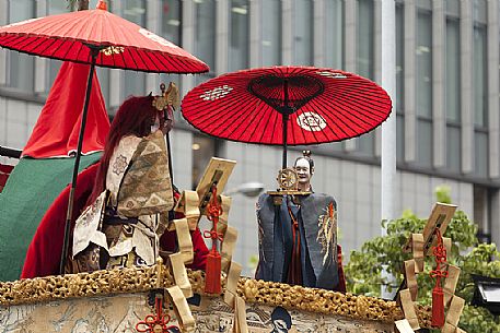 Gion Matsuri is the Japan's most famous festival during the entire month of July,  in which locals and visitors gather to promenade in colorful yucata robes, Kyoto, Japan 