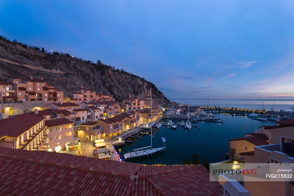 View of Portopiccolo from above just after the sunset