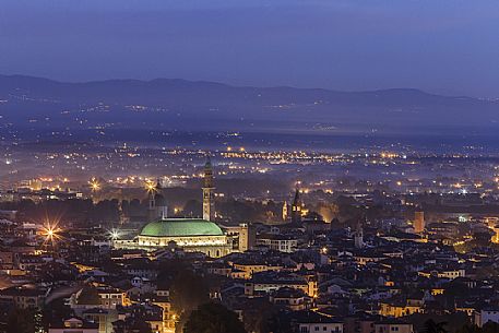 A view of Vicenza from Monte Berico just before sunrise